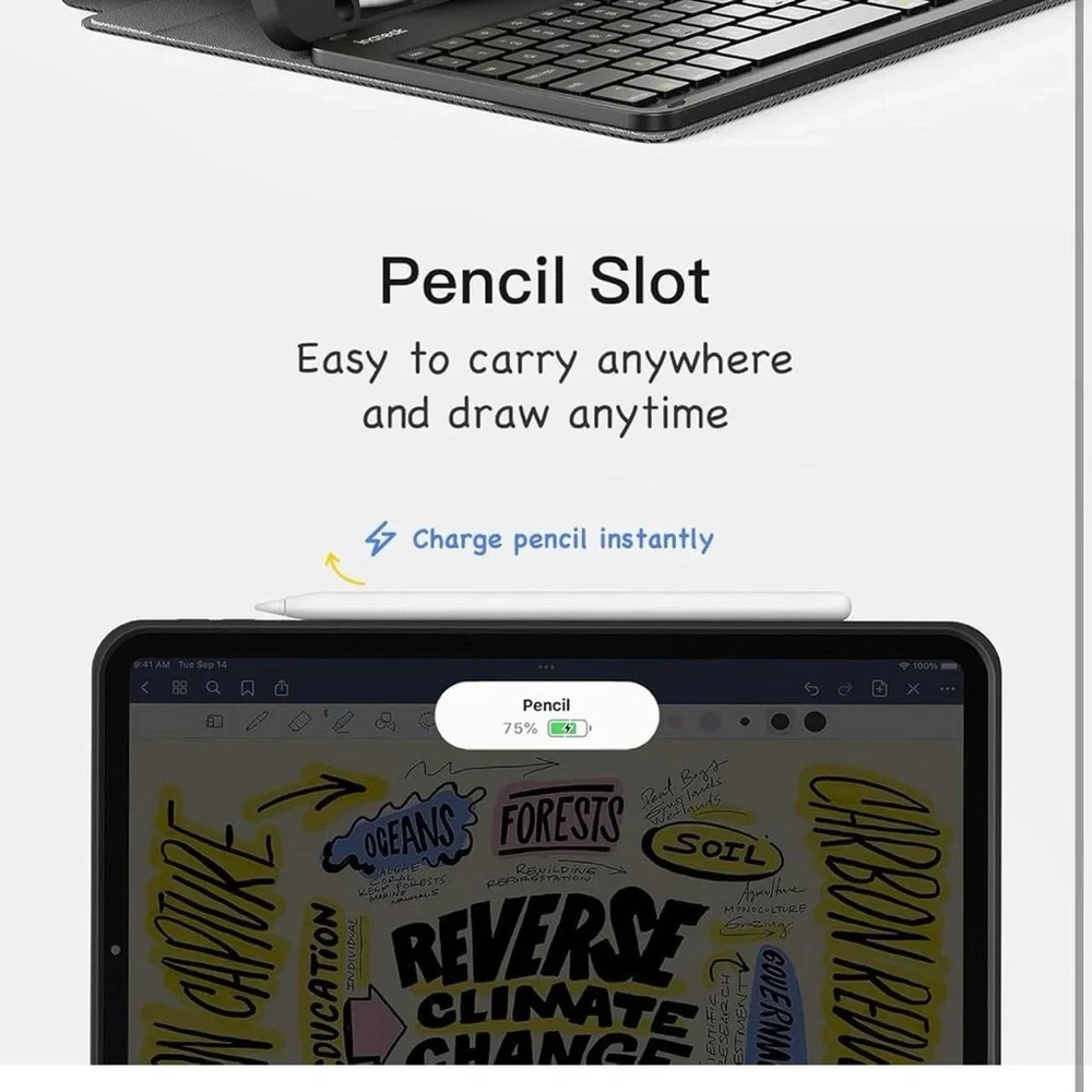 Inateck Apple iPad 10/11 magnetic detachable keyboard case with pencil holder